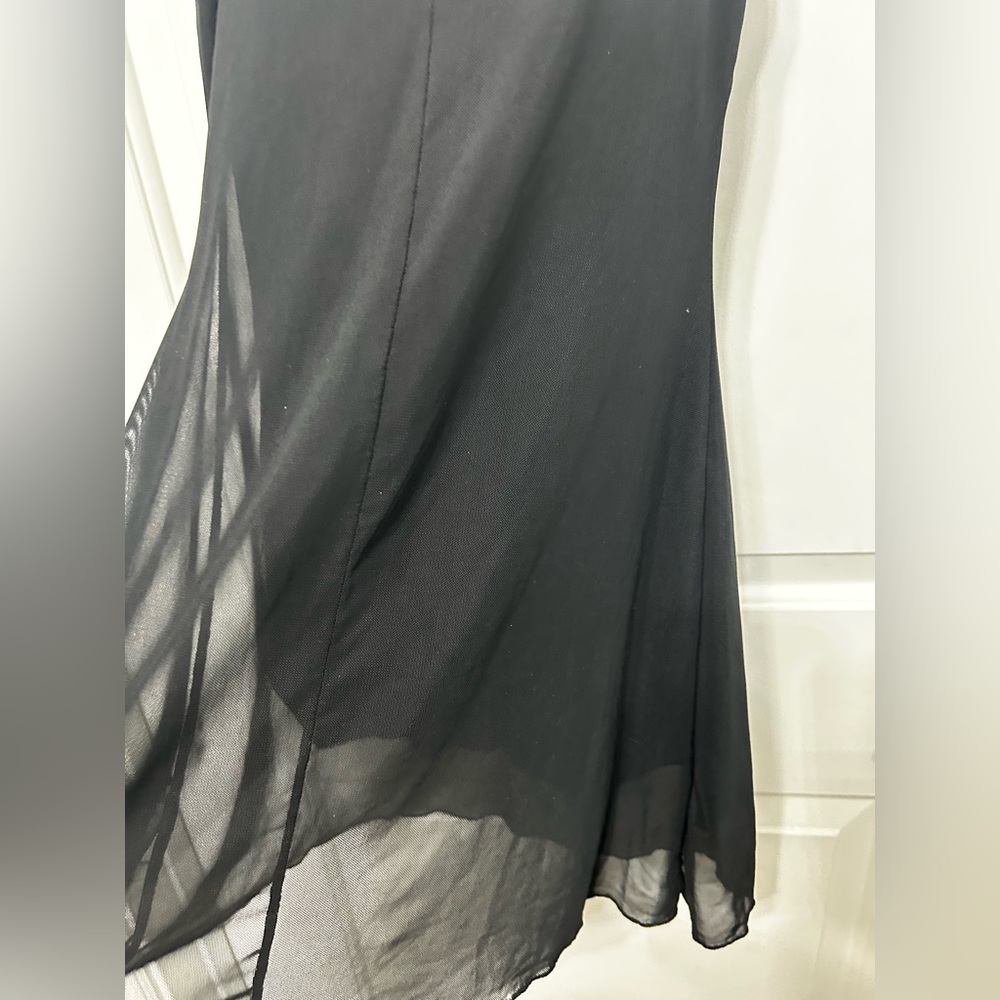 See You Monday XS black slip mini dress sheer mesh lined spaghetti straps LBD s - Picture 5 of 6